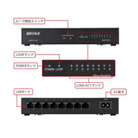 バッファロー　ギガビットスイッチングハブ（LANハブ）　8ポート/金属/電源内蔵　LSW6-GT-8NS/WH　1台（直送品）