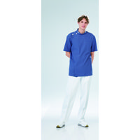 ナガイレーベン 男子横掛半袖 （医務衣 ケーシージャケット） 医療白衣 ネイビー S KES-5167