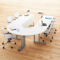 プラス TMユニットテーブル2 ホワイト 幅1800×奥行600×高さ720mm 1台（3梱包）会議長机 ミーティングテーブル 日本製