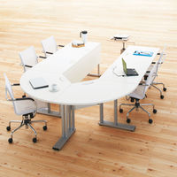 プラス TMユニットテーブル2 コーナーテーブル ホワイト 幅R900×奥行R900×高さ720mm 1台（2梱包）会議長机 ミーティングテーブル 日本製