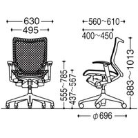 CP83AR FDH1 |オカムラ バロン オフィスチェア ローバック ポリッシュフレーム 肘付 ブラック 1脚（直送品）