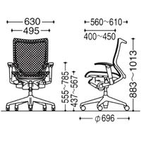CP83AR FDH4 |オカムラ バロン オフィスチェア ローバック ポリッシュフレーム 肘付 ダークブルー 1脚（直送品）