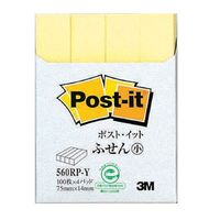 スリーエム(3M) ポストイット ふせん 付箋 再生紙 75mm×14mm イエロー 1セット（4冊入×5） 560RP-Y