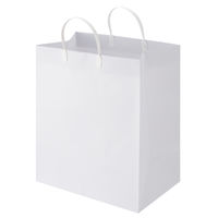 手提げ紙袋（マットフィルム貼り・ハッピータックタイプ）　平紐　白　マチ広　1セット（180枚：90枚入×2箱）　スーパーバッグ  オリジナル