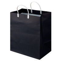 手提げ紙袋（マットフィルム貼り・ハッピータックタイプ）　平紐　紺　マチ広　1セット（180枚：90枚入×2箱）　スーパーバッグ  オリジナル