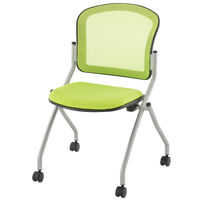 TOKIO メッシュネスティングチェア ネオングリーン 1箱（4脚入） 幅578mm ミーティングチェア キャスター付き 平行スタッキング