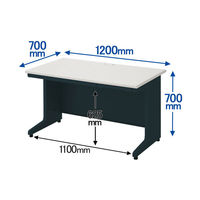 プラス 組立式スチールOAデスクシステム 平机 引出し付き ダークエルグレー 幅1200×奥行700×高さ700mm RY-127H DGY 1台（取寄品）