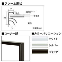 ワンロックフレーム　B3　シルバー　20373632　3枚　アートプリントジャパン