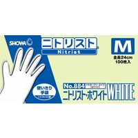 【使いきりニトリル手袋】 ショーワグローブ ニトリスト・タフ 粉なし No.884 NO884-M ホワイト 1箱（100枚入）