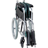 マキテック エコノミー車いすEW-30 緑チェック EW-30GN 介助用 背折れ式 アルミ製 介助ブレーキ付き