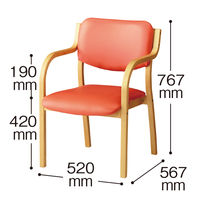 アイリスチトセ 福祉用イス ナチュラル／バレンシアオレンジ スタッキング リーズチェア ビニールレザー 介護 安定 幅520mm 座面高420mm