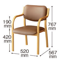 アイリスチトセ 福祉用イス ナチュラル／ブラウン スタッキング リーズチェア ビニールレザー 介護 安定 幅520mm 座面高420mm