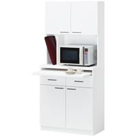 白井産業 キッチンラック ワイドハイタイプ 幅797×奥行410×高さ1780mm ホワイト 1台（2梱包）台所収納 給湯室 スライド棚 コンセント