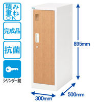 Ceha 抗菌 OAスチールミニロッカー シリンダー錠 オーク×ホワイト 幅300×奥行500×高さ895mm（完成品）1台 2段積み重ね可 横連結可（取寄品）