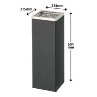 テラモト 角型灰皿スタンド 約2.1L スチール ブラック 1台 スリム 幅215×奥行215×高さ604mm 吸い殻入れ