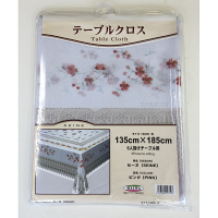 明和グラビア　ビニールテーブルクロス（1枚もの）プリントレースシリーズ　セーヌ　ピンク　1枚