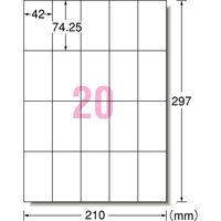 エーワン（A-one）ラベルシール 表示・宛名ラベル マット紙 レーザー 封筒 シール ステッカー A4 20面  100シート 徳用 66220