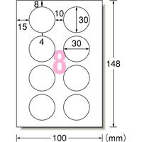 エーワン（A-one）ラベルシール 手書きもプリントもできるラベル プリンタ兼用 封筒 シール はがきサイズ 丸型 8面 12シート  26107