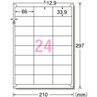 エーワン（A-one）ラベルシール 表示・宛名ラベル 再生紙 プリンタ兼用 封筒 シール ステッカー A4 24面 100シート 徳用 31320