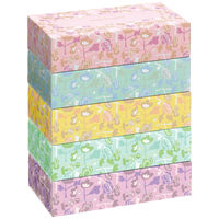 ティッシュペーパー 150組（5箱入） オリジナルティッシュ スマートコンパクト パステルフラワー PEFC認証紙 アスクル  オリジナル