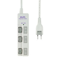 延長コード 電源タップ 2P式 3m 3個口 雷ガード 個別スイッチ トラッキング防止プラグ 朝日電器（ELPA） WBS-LU303B(W)