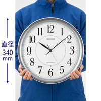 リズム フィットウェーブプリミエ 直径340 シルバーメタリック 8MY494SR19 1個 アクリル風防 アナログ表示 電波時計 電池付き