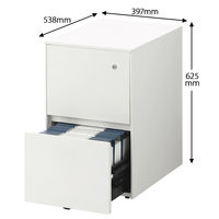 イトーキ サリダLFデスク 2段ワゴン ホワイト 幅397×奥行538×高さ625mm 1台