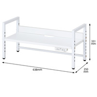 アール・エフ・ヤマカワ　高さ調整機能付きモニター机上ラック　電源付き　W600　ホワイト 1台（2梱包）