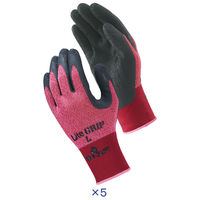 【天然ゴム背抜き手袋】 「現場のチカラ」 簡易包装ライトグリップ レッド L 1袋（5双入）  オリジナル