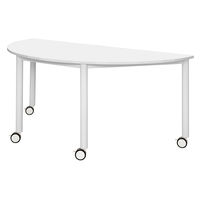 【アウトレット】アール・エフ・ヤマカワ キャスターテーブル 半円形 ホワイト 幅1600×奥行800×高さ700mm 1台