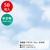 ササガワ 包装紙 クラウド ブルー 半才判 49-1812 1袋(50枚入)