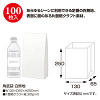 ササガワ ギフトバッグ 角底袋 幅130×マチ65×高さ250mm しろ 無地 50-3200 1袋（100枚入）