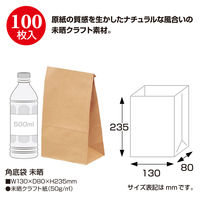 ササガワ ギフトバッグ 角底袋 未晒 中 50-3201 1袋(100枚入)