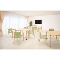 オカムラ 介護木製チェア ローバック把手付ナチュラル色 張地グリーン LZ61AA PC88（直送品）