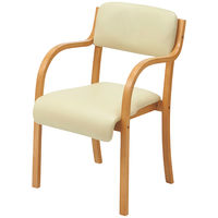 プラス 木製アメニティチェア2 ベージュ 1箱（3脚入）介護 福祉用イス 医療 安定 PVCレザー 幅530mm 座面高420mm
