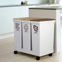 アスベル ゴミ箱 資源ゴミ横型3分別ワゴン 6720 1個 60L（20L×3）ワンプッシュ 日本製 キャスター 幅533×奥行340×高さ530mm