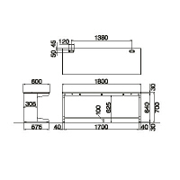 プラス 組立式スチールOAデスクシステム 平机 2人用 引出し付き エルグレー 幅1800×奥行600×高さ700mm RY-186H LGY 1台 （取寄品）