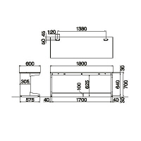 プラス 組立式スチールOAデスクシステム 平机 2人用 引出し付き ホワイト 幅1800×奥行600×高さ700mm RY-186H WH 1台（2 （取寄品）