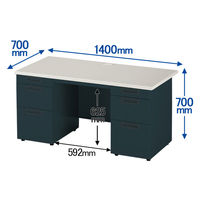 プラス 組立式スチールOAデスクシステム 両袖机 ダークエルグレー 幅1400×奥行700×高さ700mm RY-147D-33 DGY 1台（3梱 （取寄品）