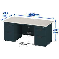 プラス 組立式スチールOAデスクシステム 両袖机 ダークエルグレー 幅1600×奥行700×高さ700mm RY-167D-33 DGY 1台（3梱 （取寄品）