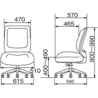 イトーキ メッシュタスクチェア オフィスチェア 肘無し ブラック YE8-BL 1脚 背：メッシュ張り、座：布張り 脚幅：615、座幅：510mm