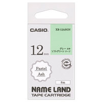 カシオ CASIO ネームランド テープ パステルタイプ 幅12mm ソフトグリーンラベル グレー文字 8m巻 XR-12ASGN