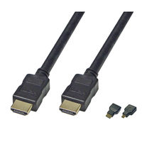 Vodaview　miniHDMI/microHDMI変換コネクタ付きHDMIケーブル　1m　VV-HDACD-AD-HDMI010AA-B　1セット