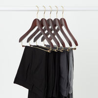 木製プレミアムハンガー スラックスバー付 （5本入）