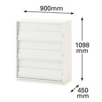 【組立設置込】イトーキ シンラインキャビネット 3段 フラップドアマガジン扉 下置用 ホワイト 幅900×奥行450×高さ1098mm 1台(直送品）（直送品）