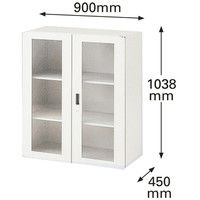 【組立設置込】イトーキ シンラインキャビネット 3段 ガラス両開き 上置用 ホワイト 幅900×奥行450×高さ1038mm 1台(直送品）（直送品）