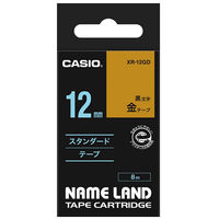 カシオ CASIO ネームランド テープ スタンダード 幅12mm 金ラベル 黒文字 8m巻 XR-12GD