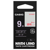 カシオ CASIO ネームランド テープ 透明タイプ 幅9mm 透明ラベル 赤文字 8m巻 XR-9XRD
