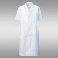 KAZEN メンズ診察衣シングル型半袖ホワイト 4L 112-30 1枚　白衣　ドクターコート（直送品）