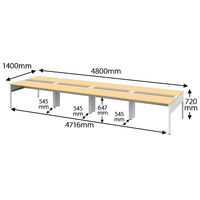 イトーキ サリダLFデスク フリーアドレスデスク 引出し無し ナチュラル 幅4800×奥行1400×高さ720mm 1台（12梱包）